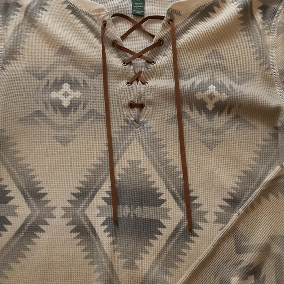 LRL, Lauren Jeans Co., SW Motif, LS Drawstring Close, Cotton Henley - Picture 8 of 11